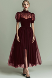 Black High Neck A Line Long Evening Dress with Pockets