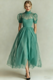 Black High Neck A Line Long Evening Party Dress with Pockets