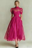 Black High Neck A Line Long Evening Party Dress with Pockets