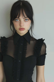 Black Sheath Collar Neck Midi Evening Dress