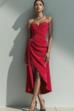 Cabernet Sweetheart Velvet Maxi Formal Dress with Slit