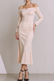 Black Off the Shoulder Mermaid Long Formal Dress with Sleeves