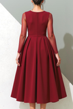 Cabernet A Line Keyhole Sheer Sleeves Long Formal Dress