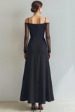 Black Cold Shoulder Mermaid Long Formal Dress