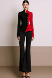 Red Black 2 Piece Single Breasted Formal Suit