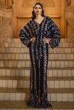 Sparkly Navy Sheath V-Neck Sequins Mother of the Bride Dress with Sleeves