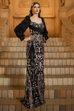 Sparkly Black Golden Sequins Mermaid Mother of the Bride Dress with Beading