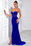 Sparkly Black Mermaid Long Corset Prom Dress with Slit