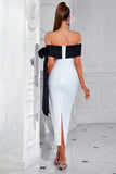 White Off the Shoulder Mermaid Maxi Prom Dress with Slit