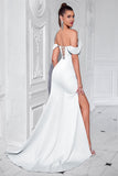 Blush Corset Mermaid Off the Shoulder Long Prom Dress with Slit