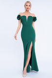 Blush Off the Shoulder Long Mermaid Prom Dress with 3D Flowers