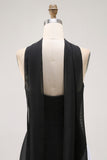Black and White Strapless Neck Scarf Long Formal Dress