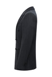 Dark Grey 2 Piece Peak Lapel Double Breasted Striped Men's Business Suits