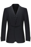 Black Shawl Lapel 3 Piece One Button Men's Suits