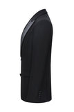 Slim Fit Peak Lapel 2 Piece Men's Black Formal Suits