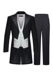 Black Peak Lapel Double Breasted 3 Piece Men's Tuxedo