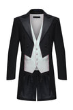 Black Peak Lapel Double Breasted 3 Piece Men's Tuxedo