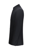 Black Slim Fit Men's 2 Piece Mandarin Collar Suit with Knots