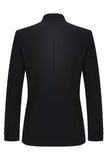 2 Piece Black Single Breasted Slim Fit Men's Mandarin Collar Suit