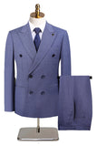 Grey Green 2 Piece Peak Lapel Double Breasted Men's Formal Suits