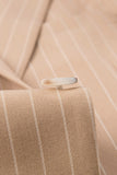 Beige Striped Notched Lapel 3 Piece Men's Suits