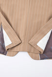 Beige Striped Notched Lapel 3 Piece Men's Suits
