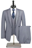 Beige Striped Notched Lapel 3 Piece Men's Suits