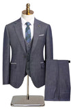 3 Piece Notched Lapel One Button Navy Men's Suits