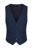 3 Piece Notched Lapel One Button Navy Men's Suits