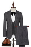 Dark Grey Slim Fit 3 Piece Peak Lapel Men's Wedding Suits