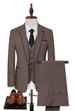 3 Piece Taupe Slim Fit Notched Lapel One Button Men's Formal Suits