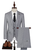 3 Piece Slim Fit Grey Notched Lapel Men's Suits