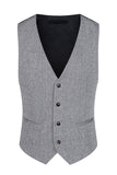 3 Piece Slim Fit Grey Notched Lapel Men's Suits