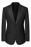 Black Slim Fit 3 Piece Peak Lapel Men's Suits