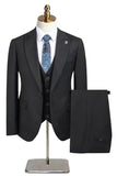 Peacock Blue Peak Lapel One Button 3 Piece Men's Business Suits