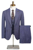 Peacock Blue Peak Lapel One Button 3 Piece Men's Business Suits