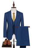 Peacock Blue Peak Lapel One Button 3 Piece Men's Business Suits