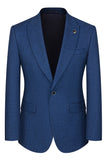 Peacock Blue Peak Lapel One Button 3 Piece Men's Business Suits