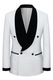 2 Piece White Shawl Lapel Double Breasted Men's Wedding Suits