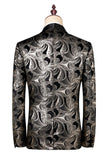 Black Silver Shawl Lapel Printed Men's Prom Suits