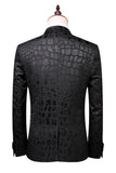 Black Texture Peak Lapel 2 Piece Printed Prom Suits