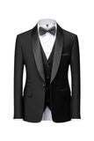 Men's Black Shawl Lapel One Button 2 Piece Formal Suits