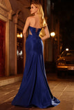 Sparkly Royal Blue Mermaid Corset Maxi Keyhole Prom Dress with Beading