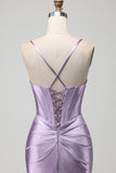 Sparkly Purple Maxi Beaded Corset Prom Dress with Slit