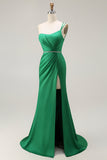 Sparkly Mermaid Dark Green Long Prom Dress with Slit