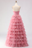 Black Floral Tiered Ball Gown Sweetheart Long Tulle Prom Dress with Bows