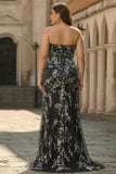Sparkly Red Mermaid Floral Long Prom Dress with Beading