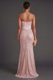 Blush Mermaid Corset Long Wedding Guest Dress