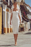 Ivory Thick Straps Lace Bodycon Midi Engagement Dress