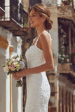 Ivory Thick Straps Lace Bodycon Midi Engagement Dress